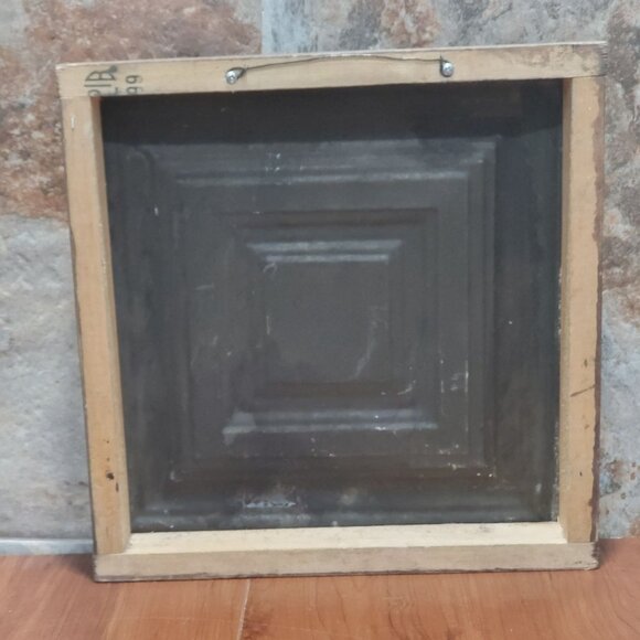 Turquoise Distressed Live Well Tin Metal on Wood Frame Hanging Wall Decor - Picture 3 of 12